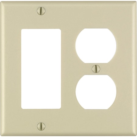 Leviton Leviton Ivory 2 gang Plastic Decorator/Duplex Wall Plate 1 pk 80455-00I